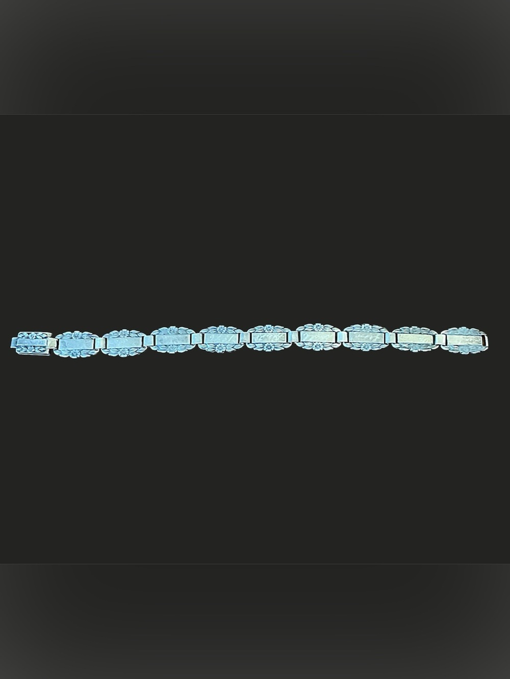 Vintage 1940’s Sterling Silver Forget Me Not Link Engraved Bracelet 6.5”